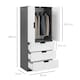 image 7 of HOMCOM 2 Door Wardrobe Modern Wardrobe with 3 Drawer and Hanging Rod, Grey