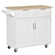 image 1 of HOMCOM Modern Rolling Kitchen Island w/ Adjustable Shelves, White