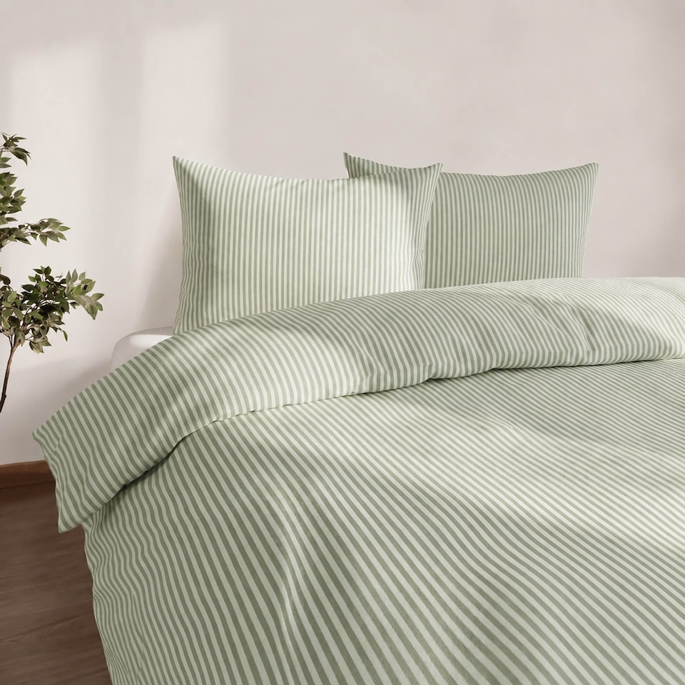 image 1 of Martex Studio Edition Green Pinstripe Duvet Cover Set - King