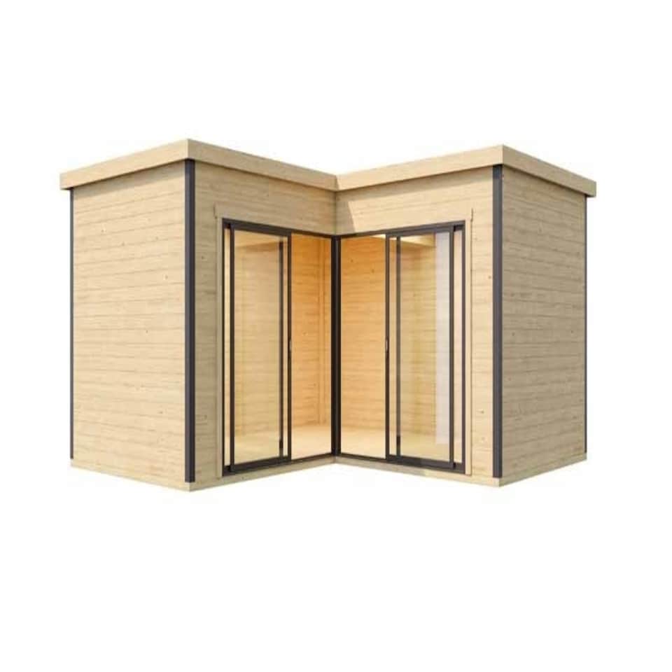 image 1 of Domeo 6 + Domeo 6 Al pack ISO-Log Cabin, Wooden Garden Room, Timber Summerhouse, Home Office - L500 x W509.3 x H250.8 cm Brown