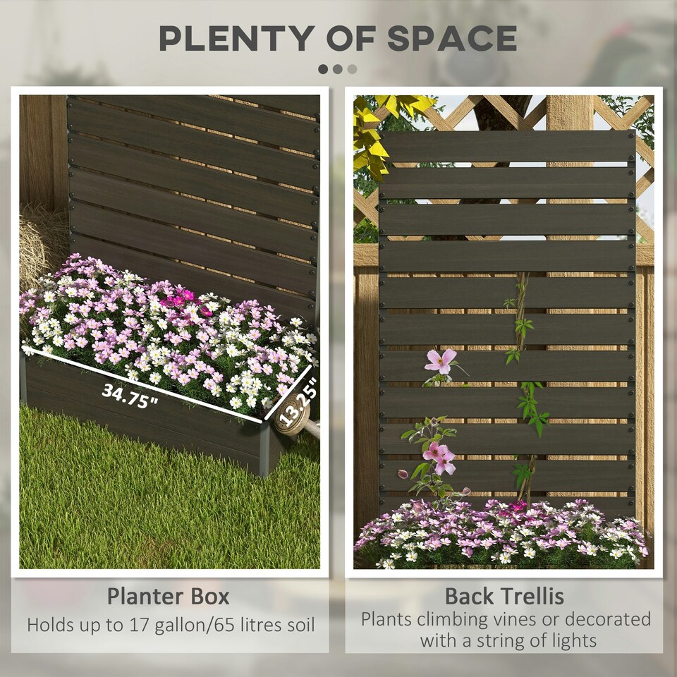 image 1 of Outsunny Raised Garden Bed with Trellis Standing Patio Planter Box Black 