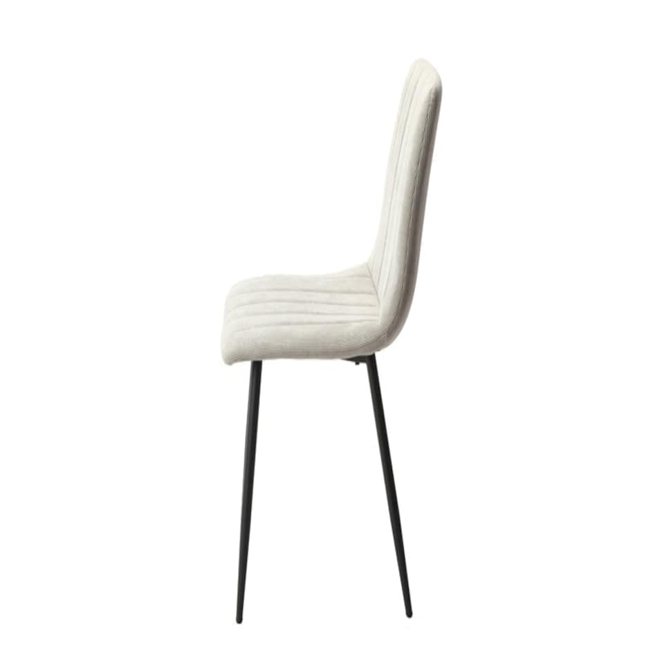 image 1 of Aspen Round Dining Table with 4 Straight Stitch Cord Dining Chairs - Grey Oak/Black - Flat Packed Grey