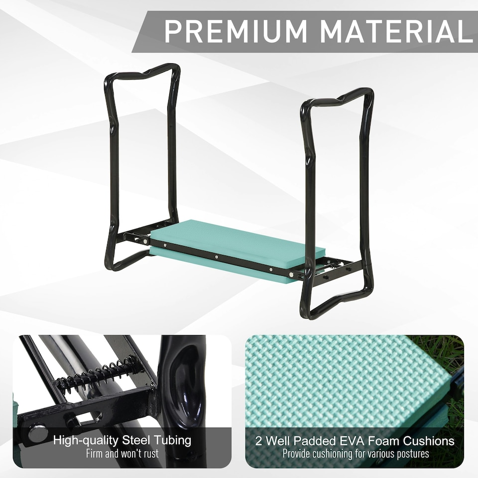 image 1 of Outsunny 2 In1 Folding Garden Kneeler Foam Chair Pad Support Bench, Green