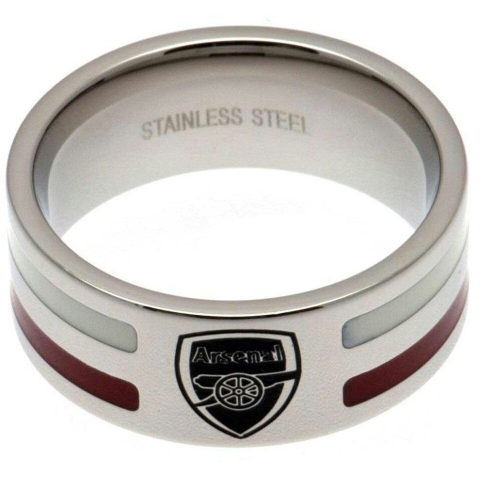 image 1 of Arsenal FC Colour Stripe Ring - Silver/Red/White - Medium