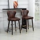 image 2 of HOMCOM Bar Stools Set of 2, PU Leather Barstools with Backrest, Footrest and Solid Wood Legs, Dining Stools for Kitchen, Counter, Breakfast Bar, Brown