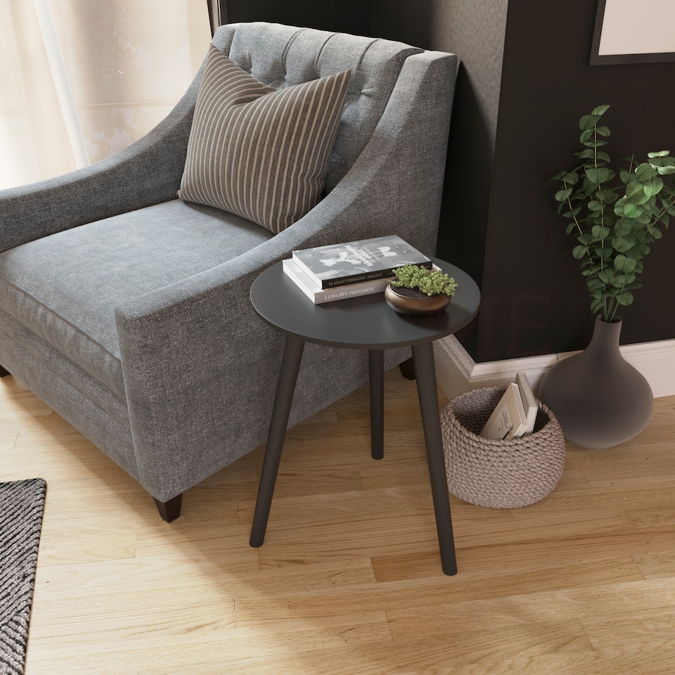 image 1 of Vida Designs Round Side Table Sofa Bedside Coffee Table, Black