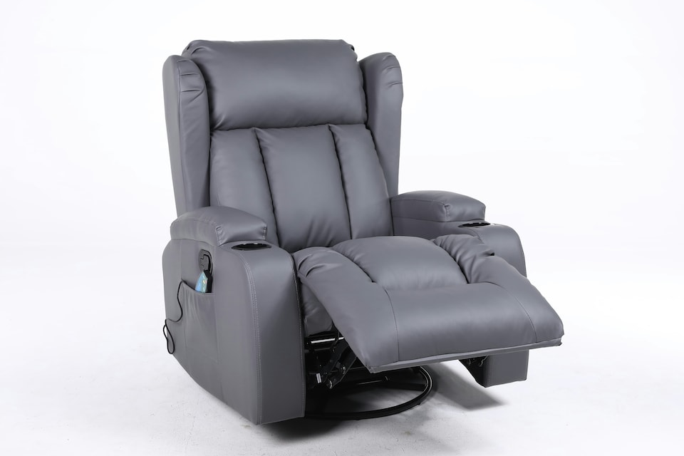 image 1 of SoHo 10 in 1 Recliner Armchair With Swivel, Tilt Heated and Massage Functionality Grey | Grey | One Size