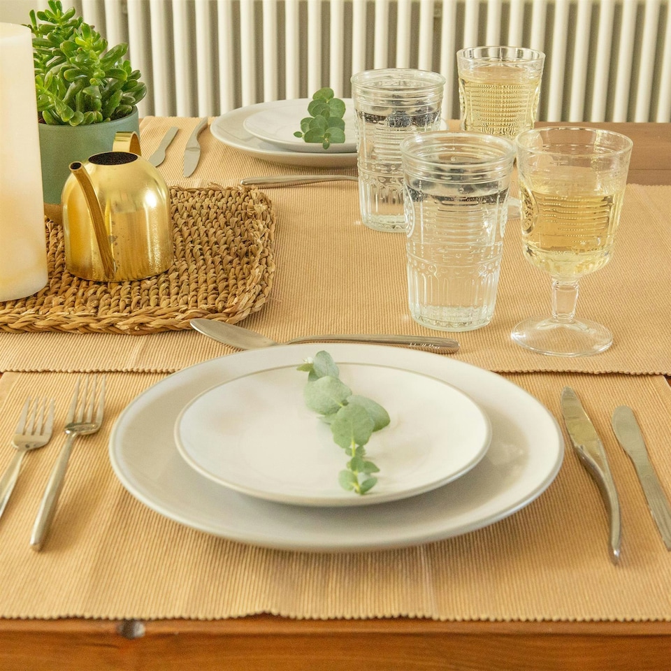 image 1 of Nicola Spring Cotton Fabric Placemats - 45cm x 34.5cm - Beige - Pack of 6 | Cream
