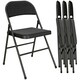 image 1 of HOMCOM 4 Pack Linen-Look Padded Folding Chairs with Cushioned Seat Black 