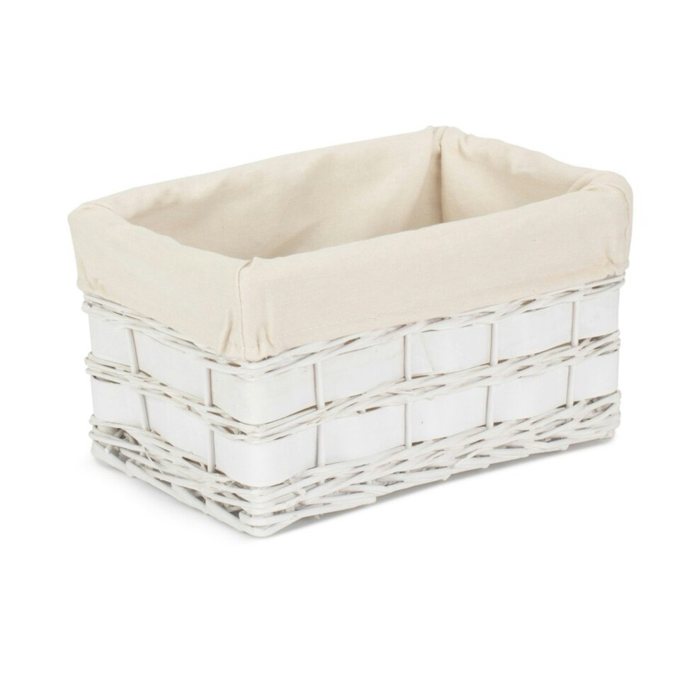 image 1 of White Scandi Storage Basket with White Lining White | White | M