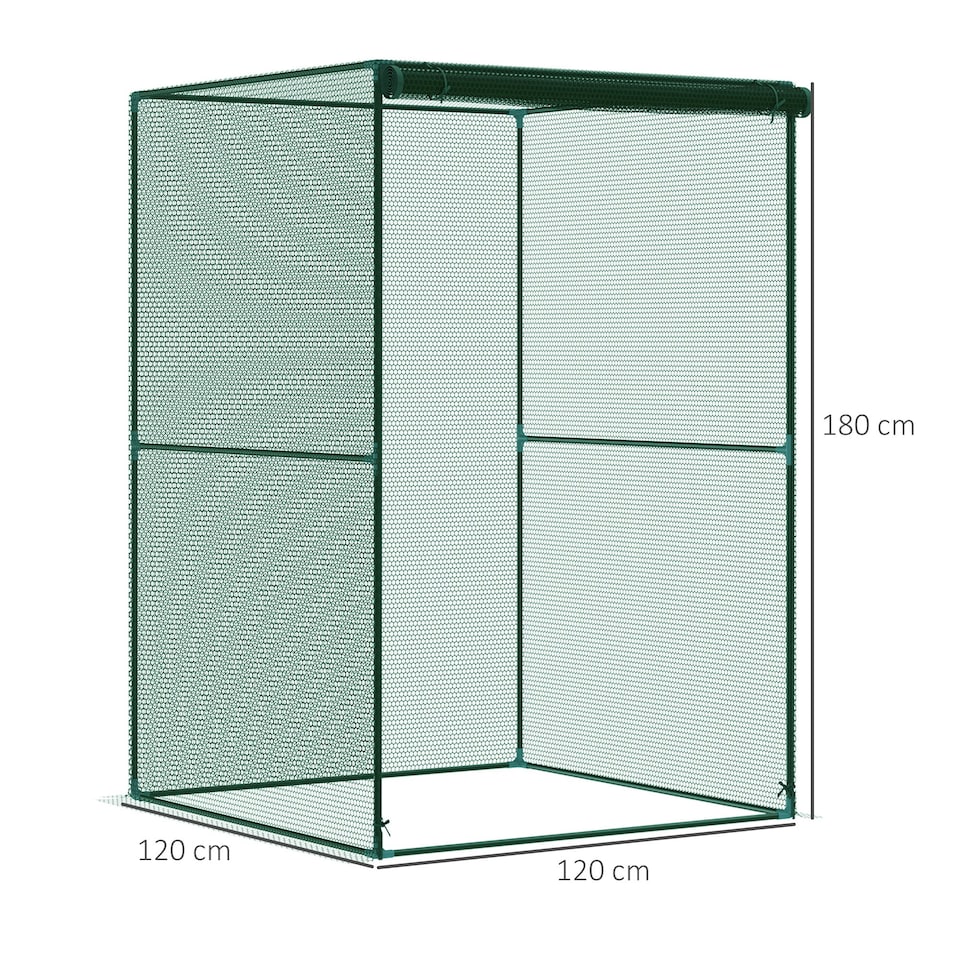 image 1 of Outsunny Fruit Cage 1.2x1.2x1.8m, Zipped Door, Anti-Bird Net, Dark Green
