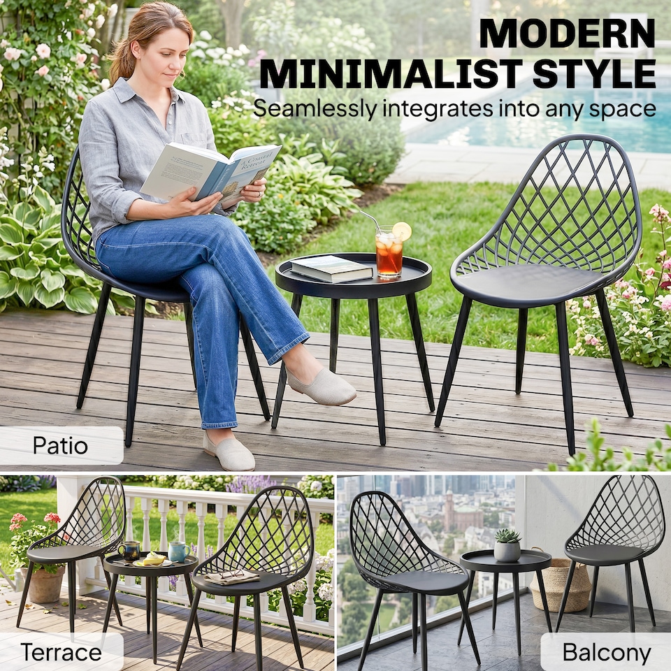 image 1 of Outsunny 3-Piece Outdoor Bistro Set Patio Furniture for Garden, Balcony