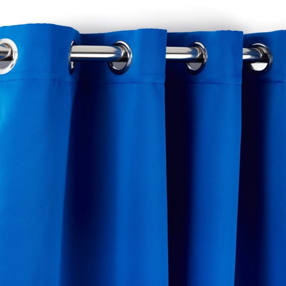 image 1 of Woven Thermal Blackout Eyelet Curtains Blue 228cm x 228cm