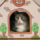 image 9 of PawHut Cat House Scratcher, Recyclable Cardboard with Catnip, Red Roof