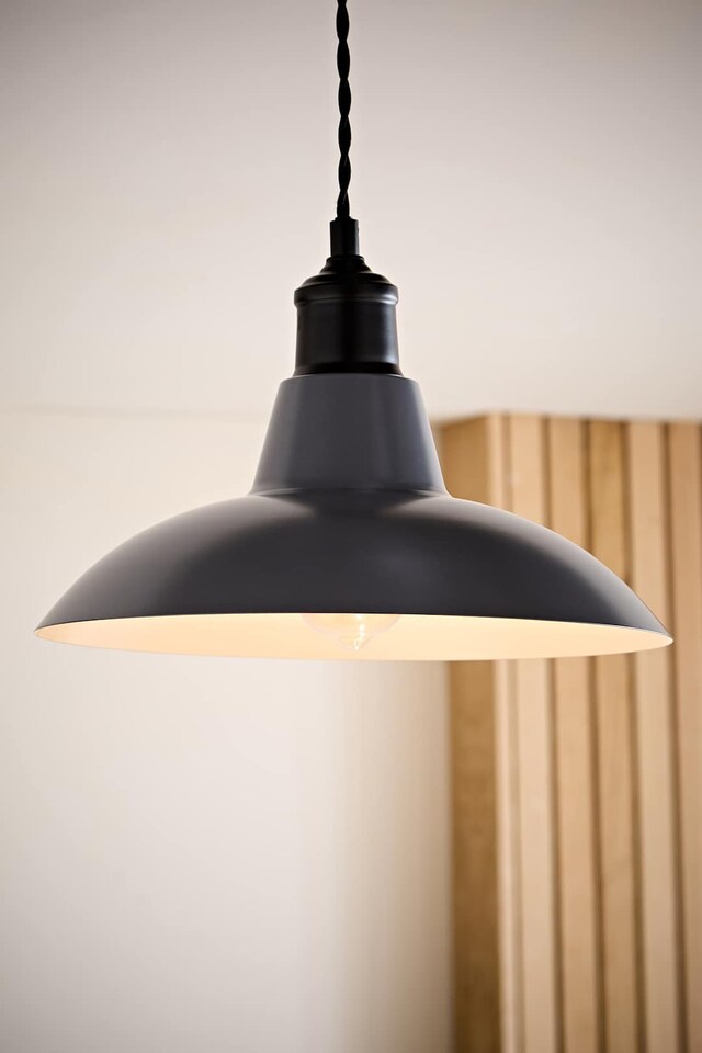 image 1 of ValueLights Civic Pair Dark Grey Ceiling Pendant Shades | Grey