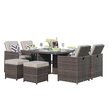 Direct Wicker 9 Pieces Outdoor Rattan Garden Dining Table and Chair Set