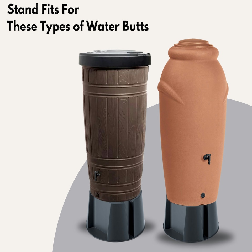 image 1 of Water Butt Kit with Tap, Diverter & Bio Cleaner –  Rainwater Collector for Garden, Balcony & Terrace – Durable Plastic Water Storage Tank Black