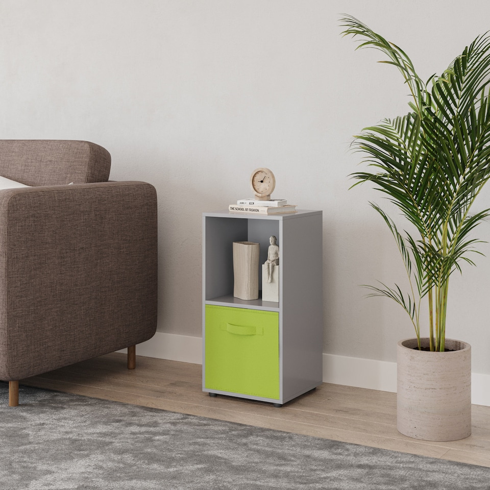 image 1 of 2-Cube Shelving Unit With Inserts | Grey | Grey & Green | 1