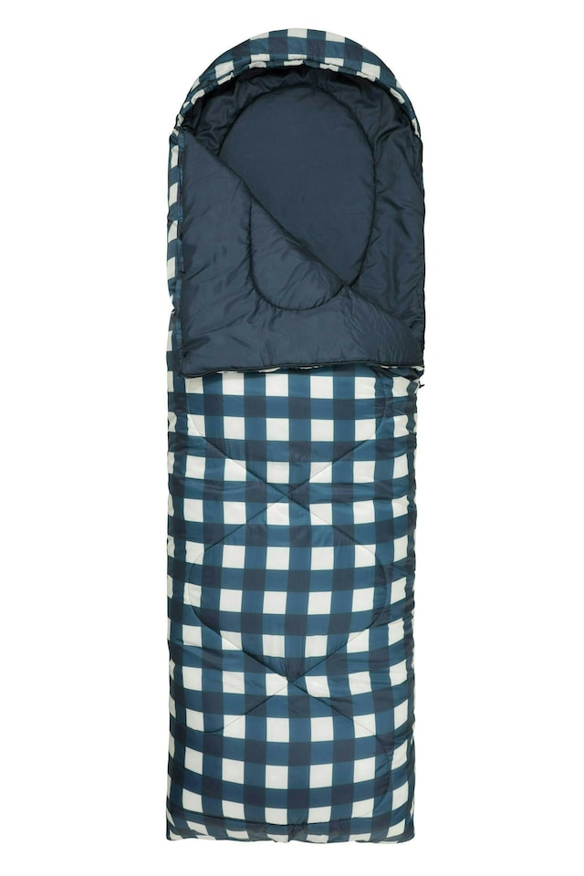 image 1 of Mountain Warehouse Apex 250 Square Sleeping Bag with Carry Bag Two Way Zip Bed | Blue