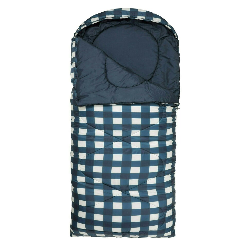 image 1 of Mountain Warehouse Apex 250 Square Sleeping Bag with Carry Bag Two Way Zip Bed Blue