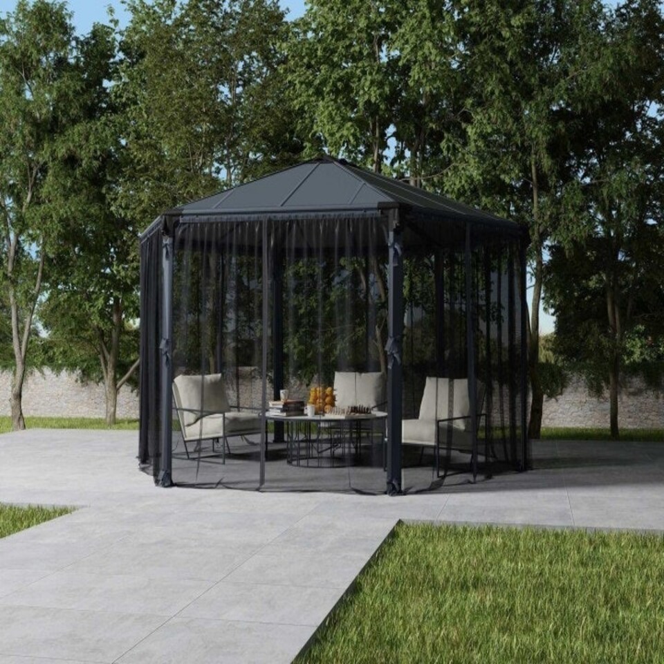 image 1 of Net Curtain set for Hexagonal Gazebo - L232 x W232 x H217 cm (Gazebo Not Included)