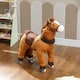 image 8 of AIYAPLAY Ride On Horse, Plush Animal Walking Horse Toy with Wheels, Brown