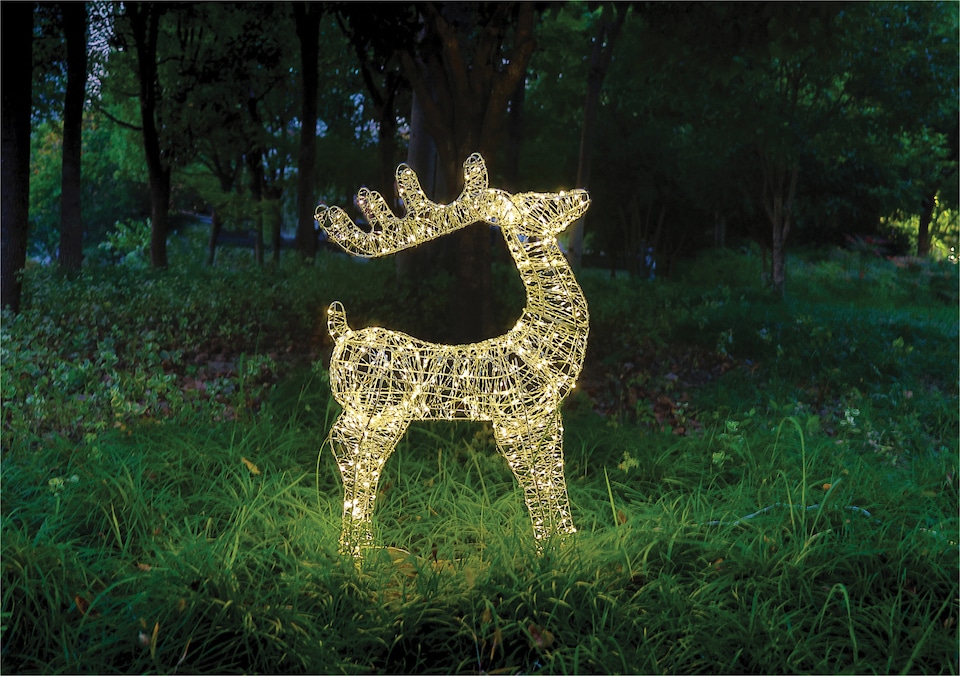 image 1 of Xmas Haus Outdoor Floor Standing Metal Silver Deer
