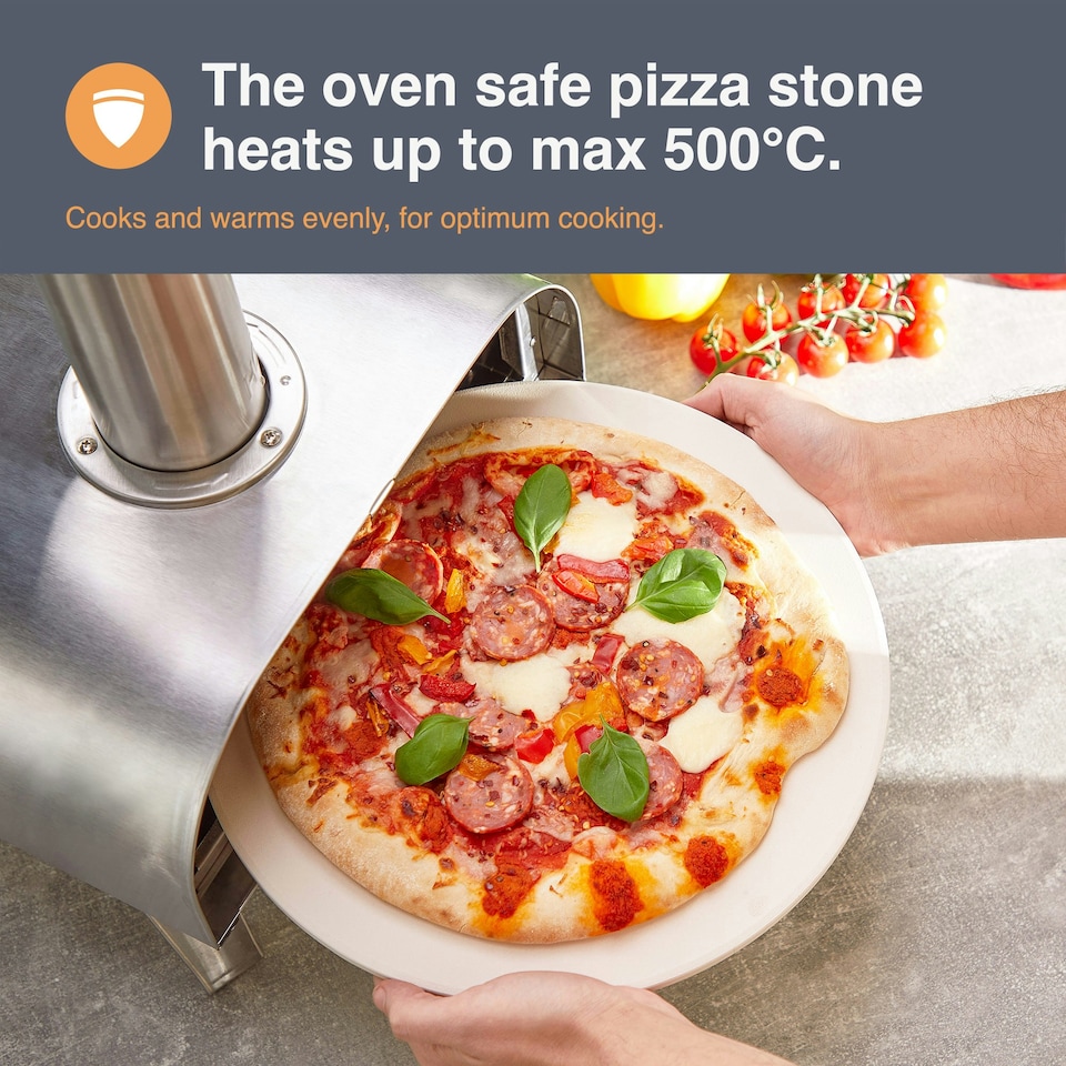 image 1 of VonShef Pizza Stone Set,  13" Baking Stone with Cutter & Stand