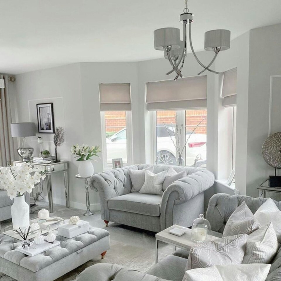 image 1 of Justina 3 Light Polished Chrome Chandelier with Silver String Shade