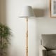 image 10 of Julian - Natural Wood 161cm Floor Lamp with Striped Linen Shade