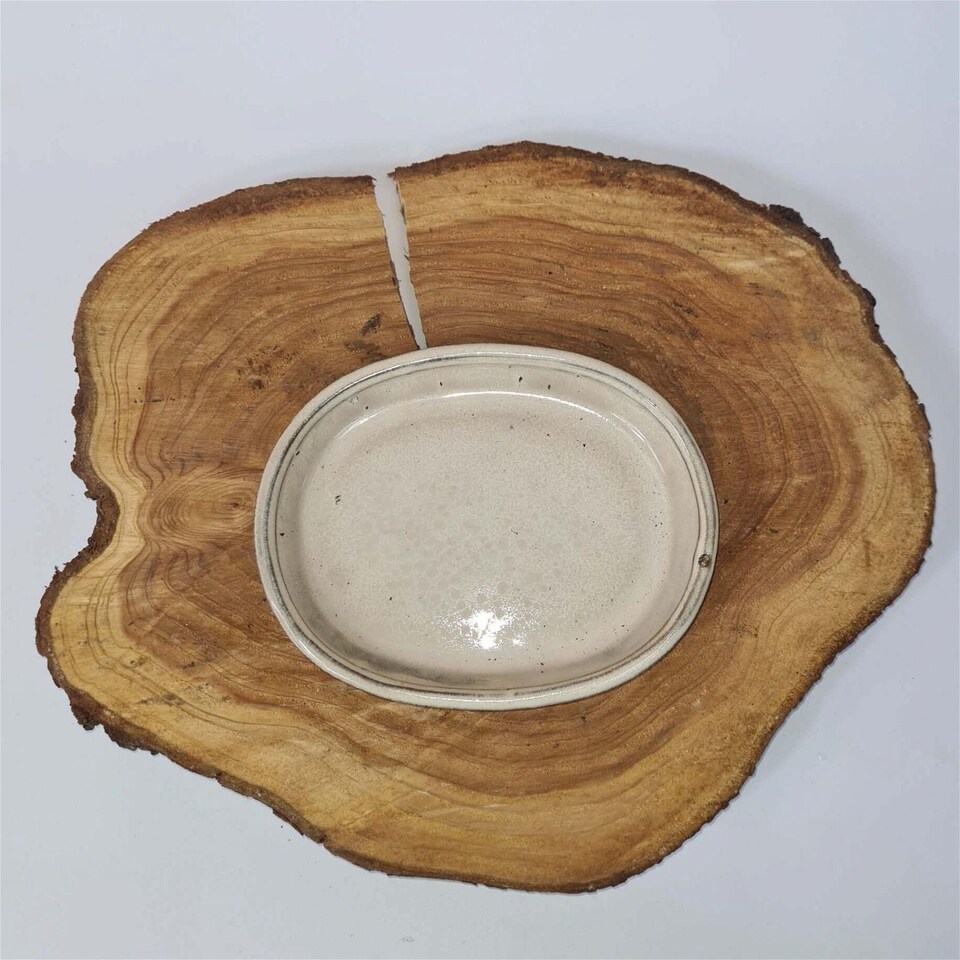 Yorkshire Bonsai 18cm Glazed Drip Tray Oval White