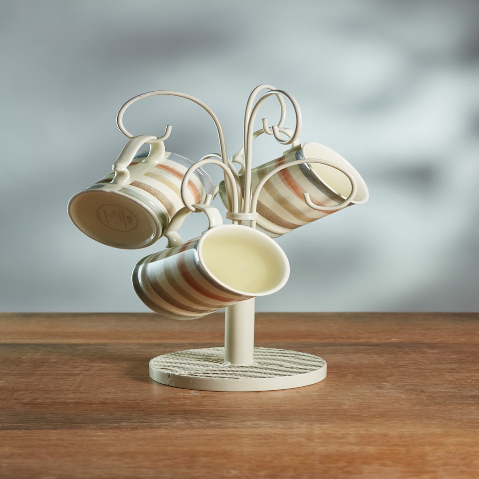 image 1 of KitchenCraft Mug Tree Cream Wrought Iron | Cream