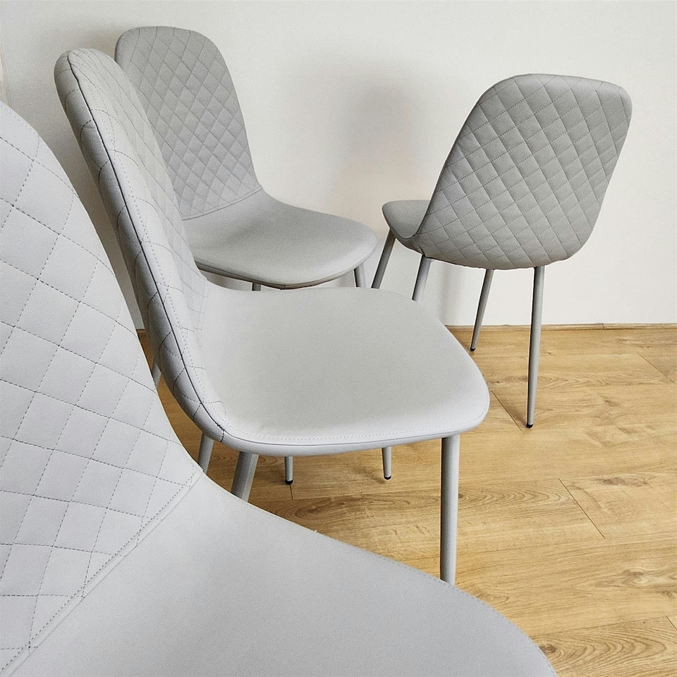 image 1 of Dining Chairs Set of 4 Grey Leather Kitchen Chairs Grey