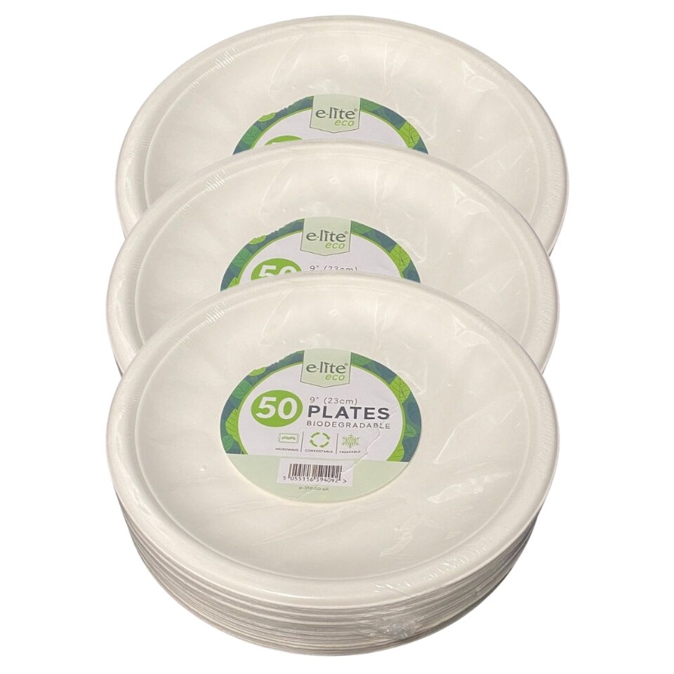 image 1 of Elite 9" Round Bagasse Plates 50pk - Pack of 1