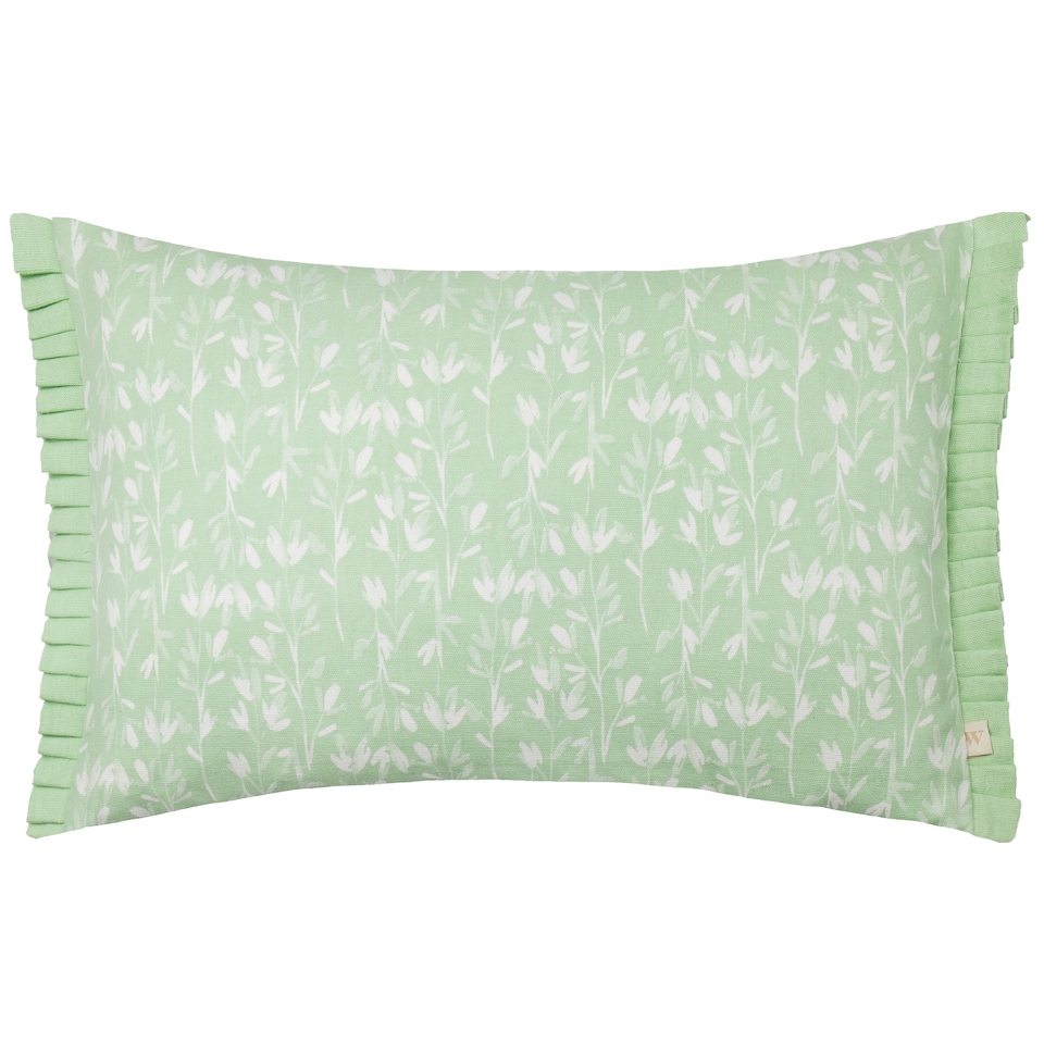image 1 of Wylder Belle Cotton Cushion, Sage, 30 x 50cm