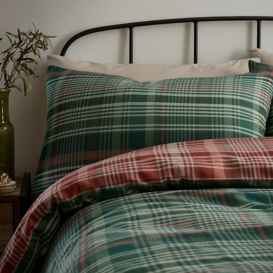 image 1 of D & D Bennet Check Duvet Cover Set Green