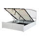 image 1 of White King Ottoman Bed Frame with Storage Space Upholstered Fabric Modern Style