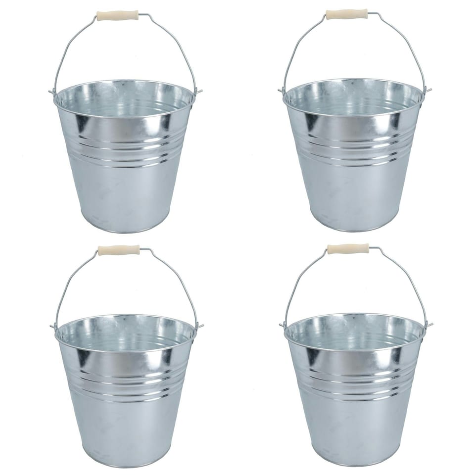 image 1 of 10L Galvanised Steel Metal Bucket Pail Water Coal Fire Greenhouse Garden Plants 4pc