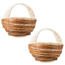 FabFinds Corn Leaf & Mango Hanging Basket 31cm 2 Pack