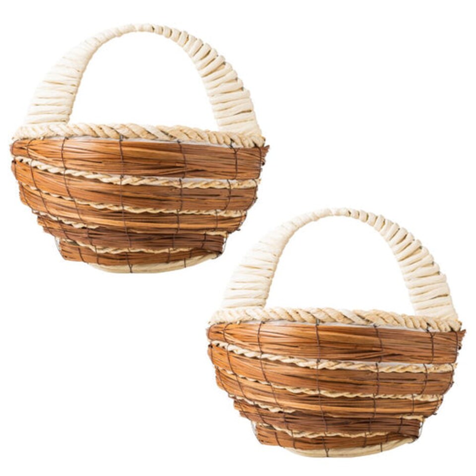 image 1 of FabFinds Corn Leaf & Mango Hanging Basket 31cm 2 Pack