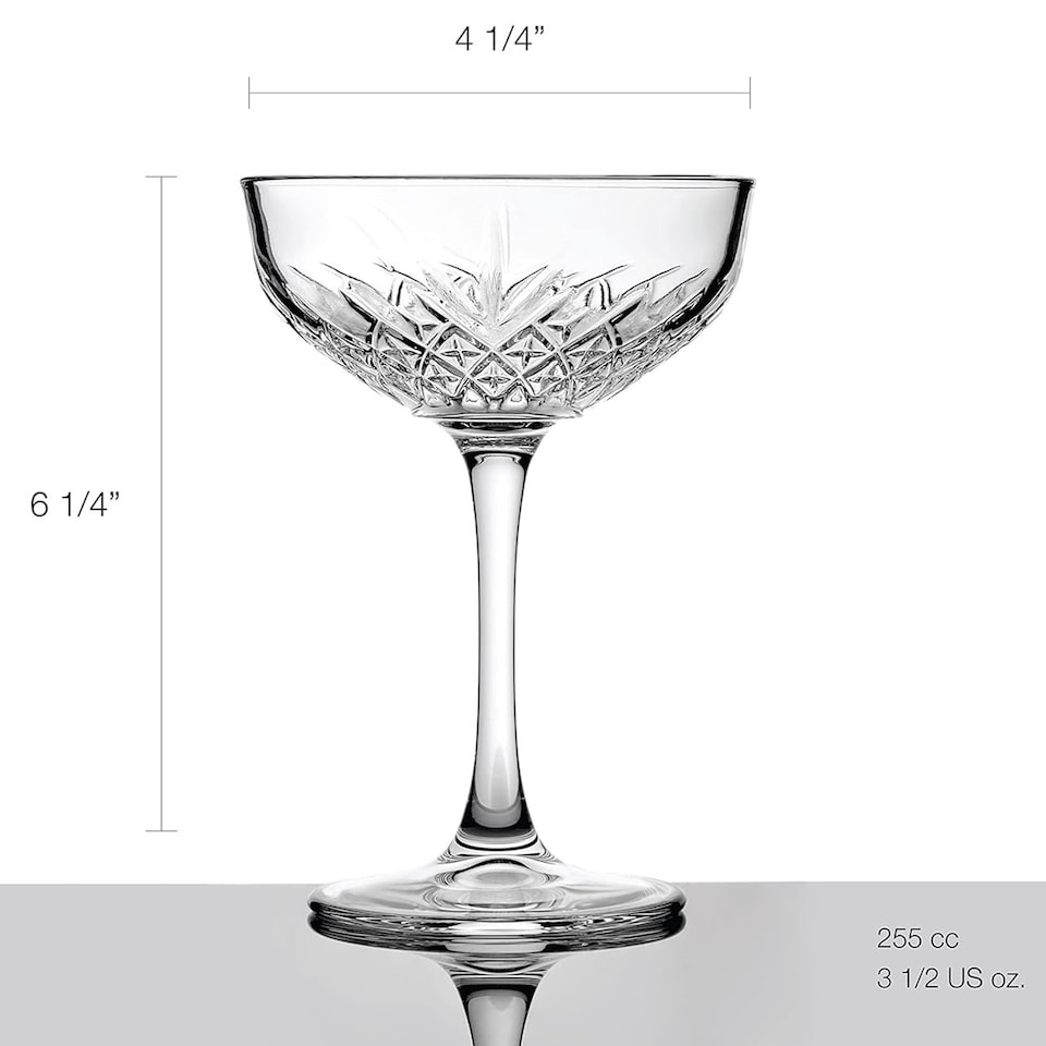 image 1 of 255ml Tall Stemmed Cocktail Coupe Glasses Set | Clear | 8