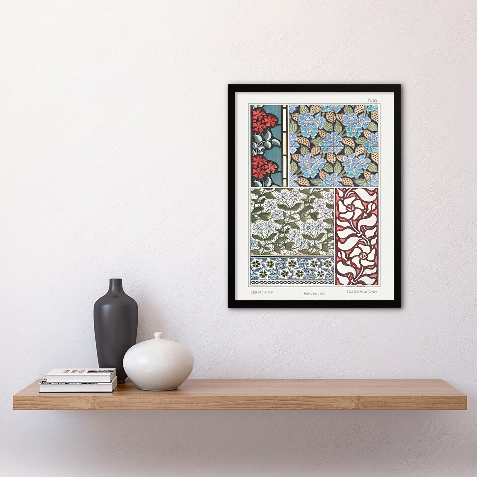 image 1 of Maurice Pillard Verneuil Framed Wall Art Periwinkle Flower Pattern Home Décor