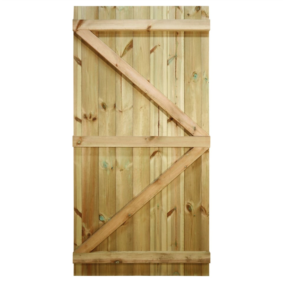 image 1 of Flat Top Wooden Garden Gate 6ft x 3ft Tongue & Groove Semi-Braced Treated Door