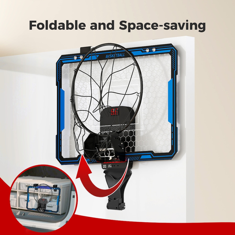 image 1 of Dekko Mini Basketball Hoop Over Door Indoor Sport Backboard Auto Scoring