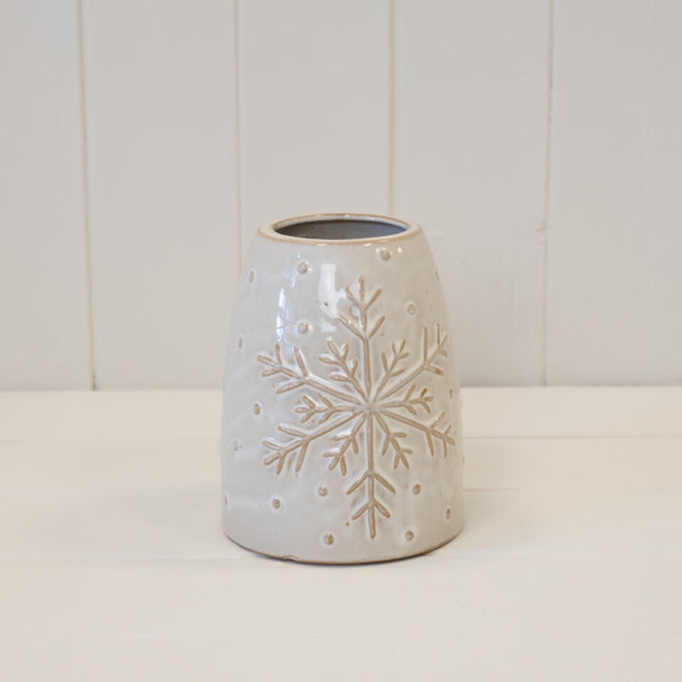 image 1 of Short Frosted Snowflake Vase