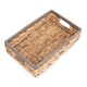 image 3 of Small Shallow Rectangular Water Hyacinth With Grey Rope Border Storage Basket | Brown | Brown