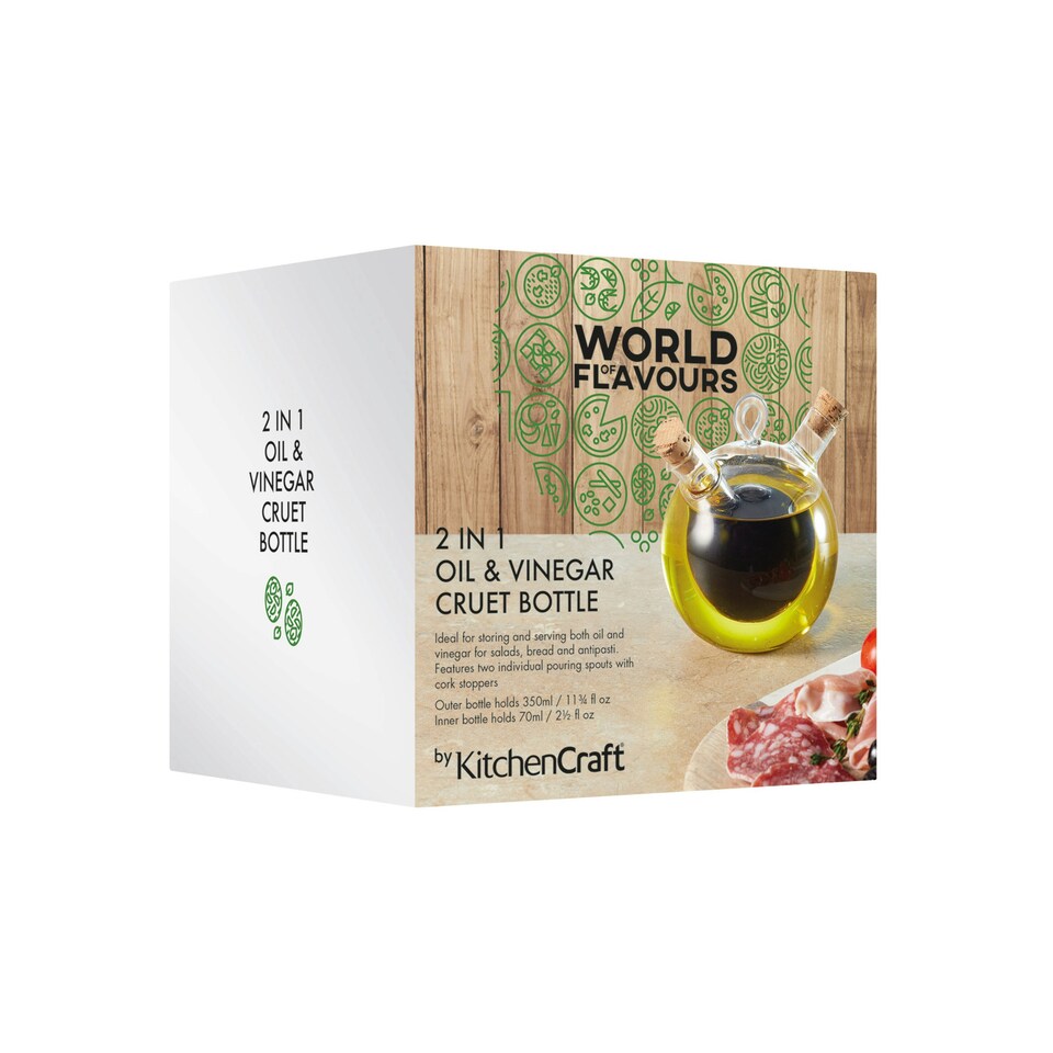 image 1 of KitchenCraft World of Flavours Italian Round Dual Oil and Vinegar Bottle