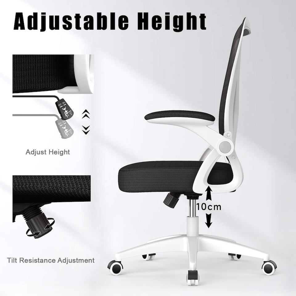 image 1 of Rattantree Ergonomic Office Chair with Flip Up Armrests & Lumbar Support
