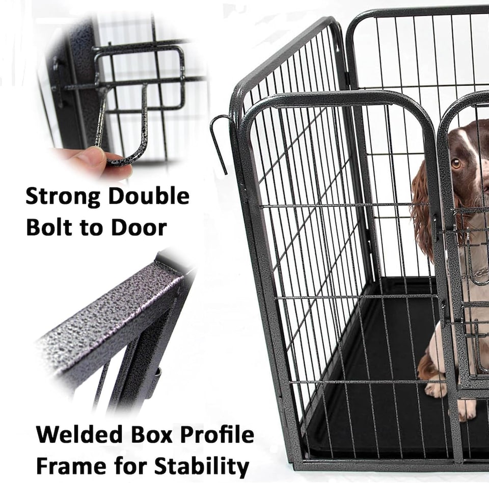 image 1 of Actiaspet Heavy Duty Metal Pet Playpen with Removable Plastic Floor | Whelping Box for Puppy Training (Black, Extra Large, 4)