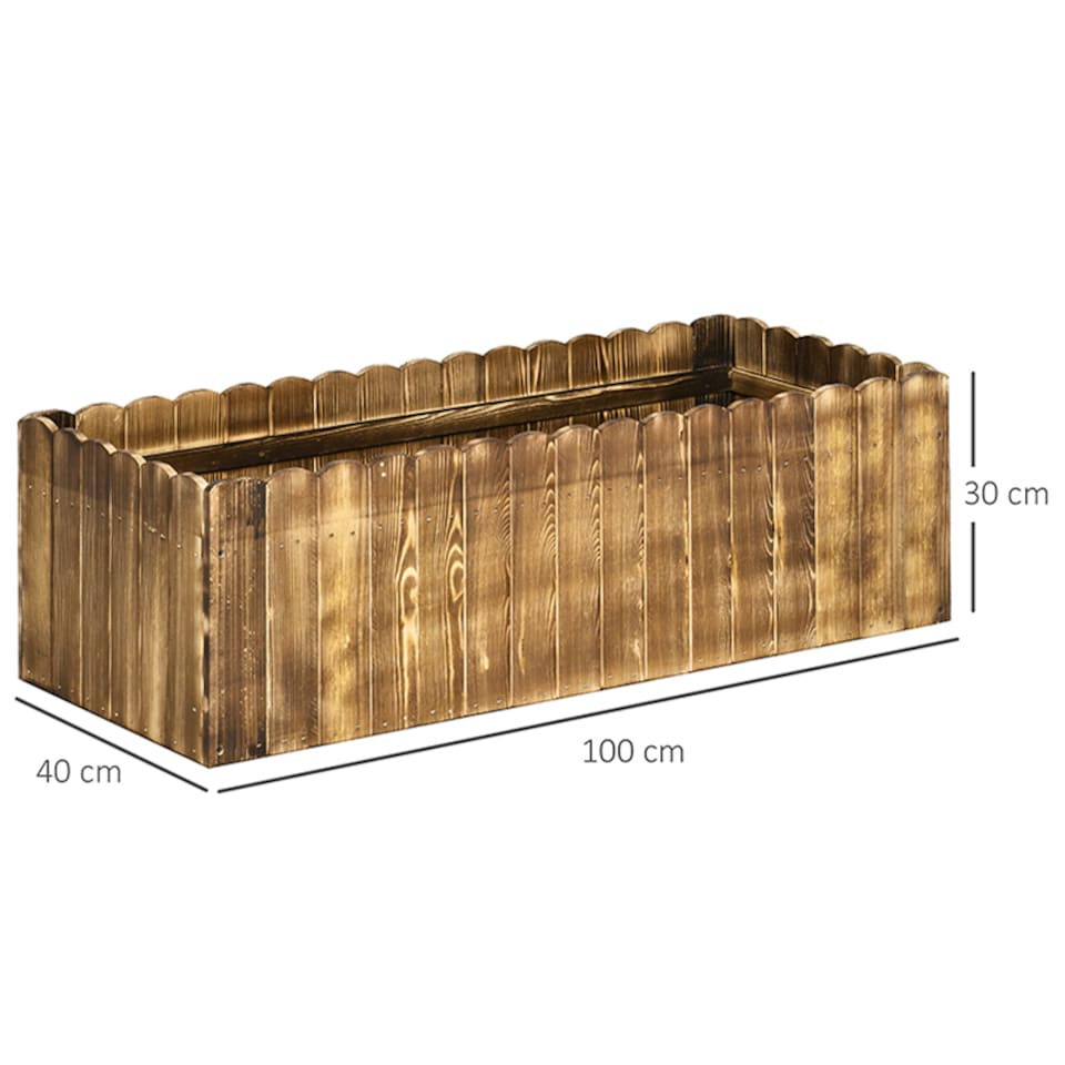image 1 of Outsunny 109L Raised Flower Bed Garden Container Box Planter Display Wood | Brown | Natural Wood Color